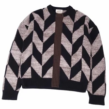 Hermes Men's Maxi Chevron Wool Cashmere 20AW Knit Runway Sweater XL Used MOLO-0