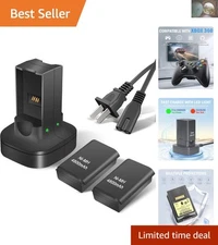 Rechargeable Xbox 360 Battery Pack: 2 x 4800mAh with Charging Indicator Dock