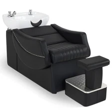 BarberPub Shampoo Backwash Station Chair,Ceramic Shampoo Bowl For Home Salon9115