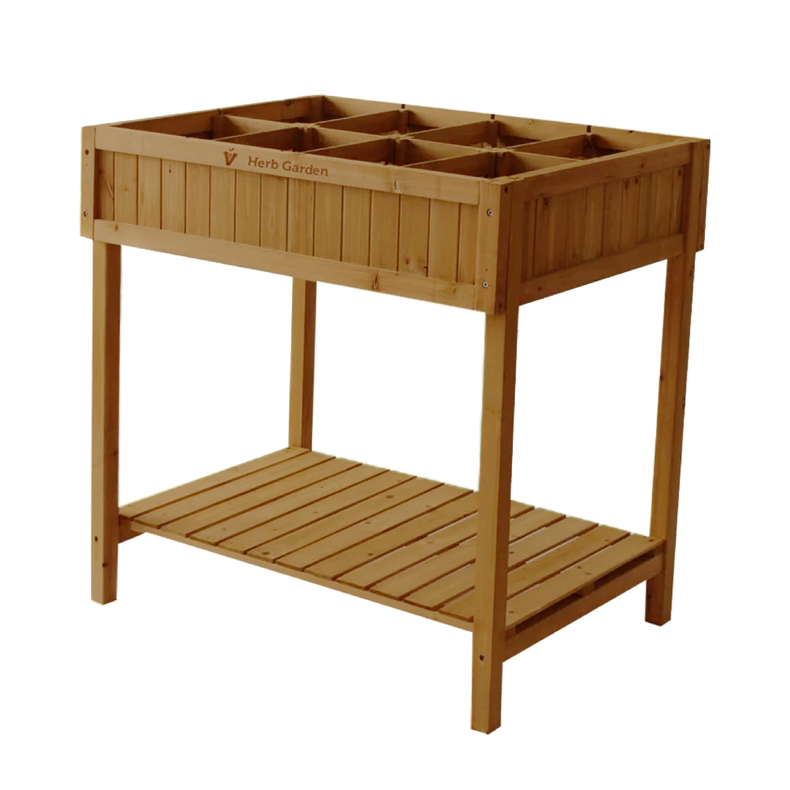 VegTrug 8 Pocket Herb Garden, деревянная травяная сеялка с ножницами для трав -Натуральная