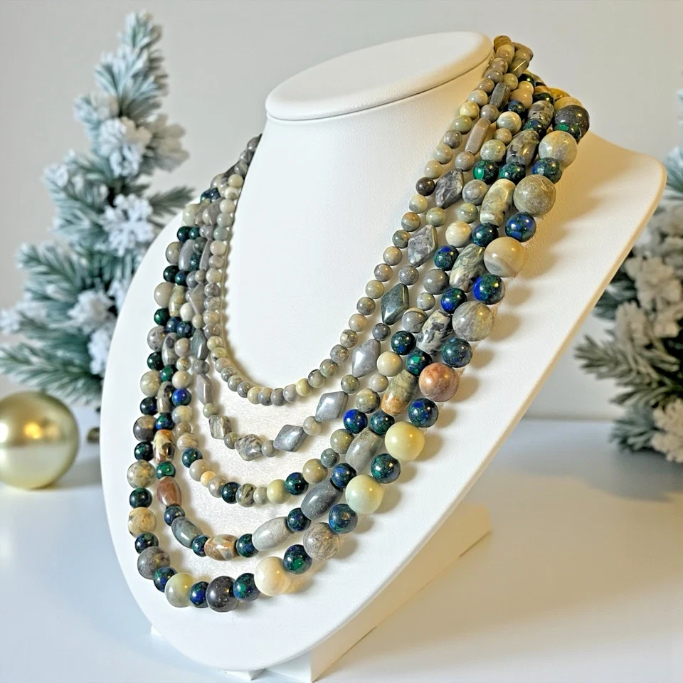 NUEVO Collar Jay King DTR 925 Azul Esterlina Ágata y Lapislázuli Cuentas 5 Hilos Foto 4 de 4