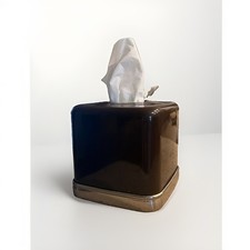 Vintage iDesign York Metal Facial Tissue Box Cover Boutique Square Bronze Brown