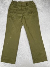 VINTAGE Boy Scouts Of America Pants Mens 34x32 Green Cargo Elastic Waist Twill