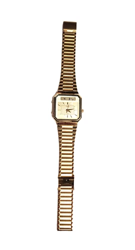 Vintage Timex K Cell Men Gold Tone Quartz Analog Digital Watch Working 8" GUC