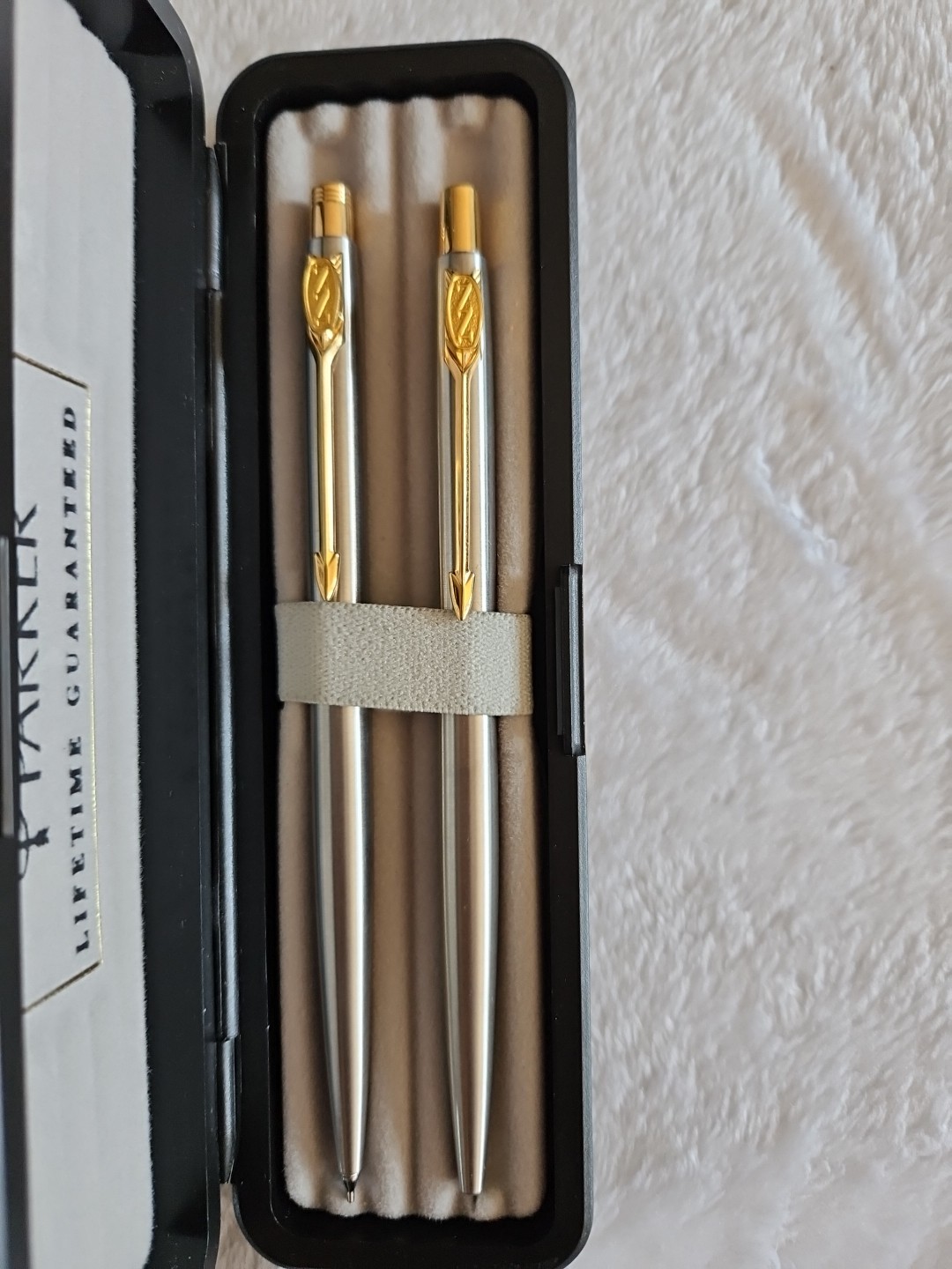 Vtg Parker Classic Arrow Stainless Steel Gold Trim Ballpoint Pen ...