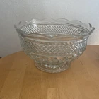 Vintage Anchor Hocking Wexford Large Footed Glass Fruit Serving Bowl 10 inches