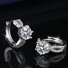 2Ct Round Cut Lab Created Diamond Huggie Hoop Earrings In 14k White Gold Plated