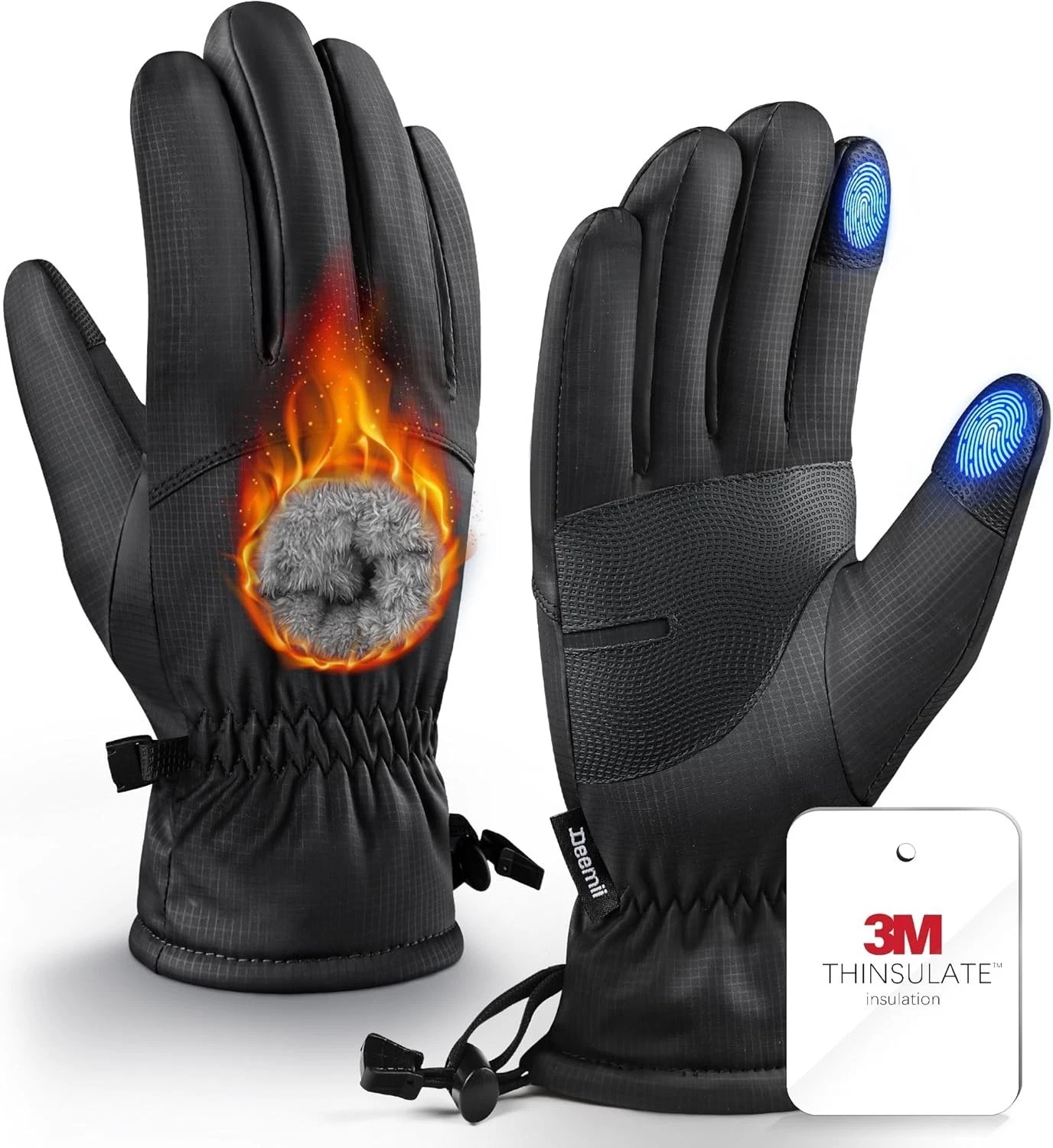 Winter Gloves, -15℉ Windproof&Water-Resisitant Glove with Touchscreen Fingers-L