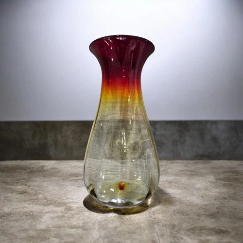 Vase Glass Handblown 15 1/2 In Tall BLENKO AMBERINA