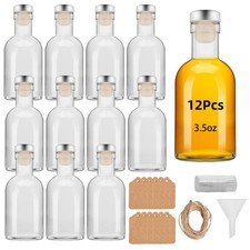 eispap 12 Pcs 3.5OZ Mini Glass Liquor Bottles with Lids Small Glass Wine Bott...