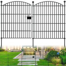 BLACK - RICHMEN 10 PANELS GARDEN FENCE DOG FENCE OUTDOOR FOR YARD, 32H X 23.6FT
