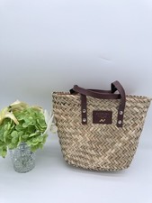 Bolso de Mano Bvlgari Resort Dubai Mimbre Paja Playa Verano Tamaño Mediano