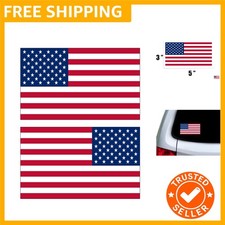 Reverse Mirrored 2 Pack American Flag Sticker Patriotic Stars and Stripes A...