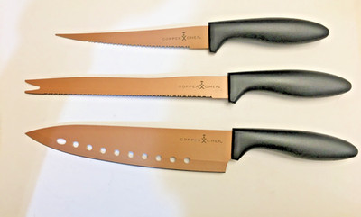 COPPER CHEF 3-Piece Set:  8'' Chef's, 8'' Bread/Slicer, 6.5'' Utility - EXC