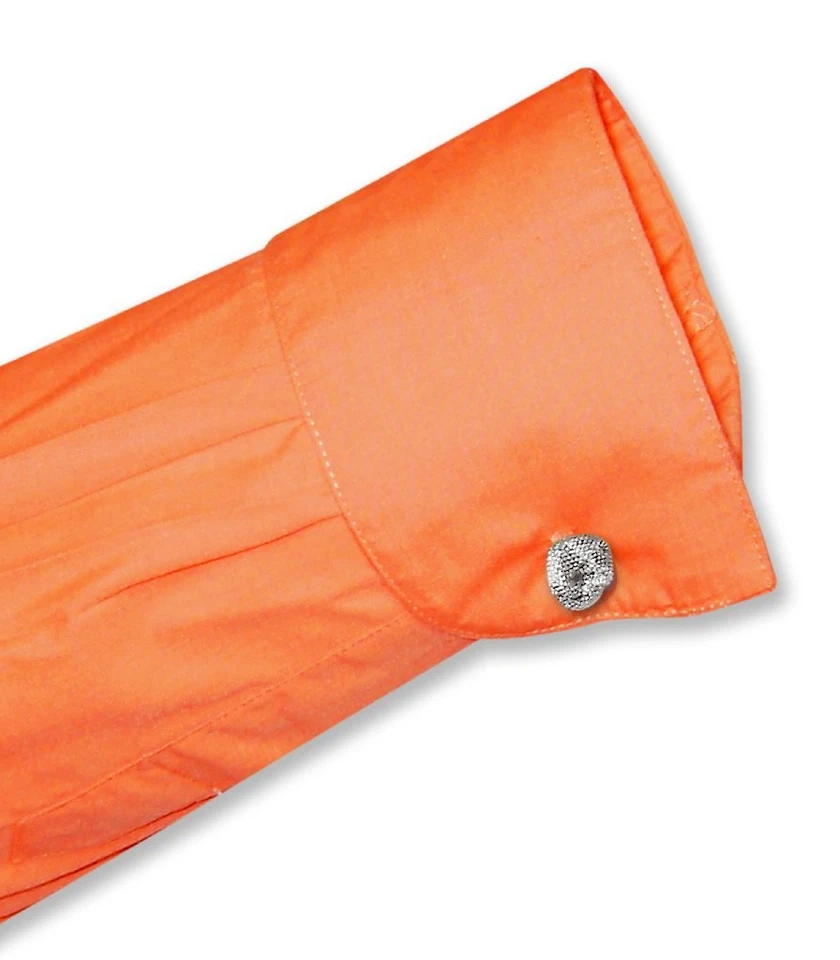 Мужская однотонная рубашка ЖЖЕНОГО ОРАНЖЕВОГО цвета с трансформируемыми манжетами размер 15 1/2 34/35 - Изображение 2 из 4