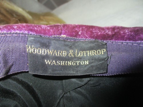 Sombrero de terciopelo púrpura Woodward & Lorthrop vintage/antiguo - Imagen 11 de 16
