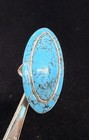 Old Pawn Zuni Native American Sterling Turquoise Knuckle Ring sz6 Singed IP — photo 9