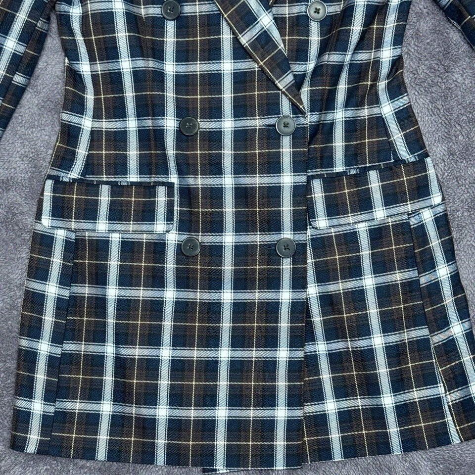 ASOS дизайн Blazer женщин размер 4 клетку двубортный куртка наплечные подушечки - Изображение 3 из 4