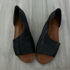 Sole Society Women's Black Leather Open-Toe Sandals Size 6.5 Preowned
