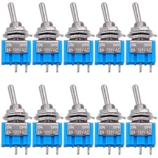 Taiss 10PCS SPST Mini Toggle Switch 2 Pin 2 Position ON/Off Miniature Toggle ...