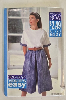See & Sew Now Sewing Pattern 6127 Culottes & Top Size L XL 16 18 20 22 UNCUT