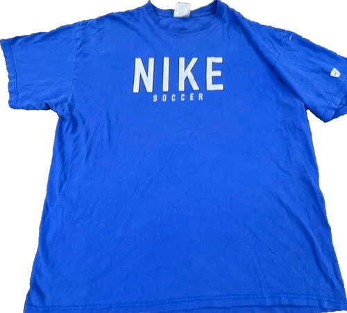 Nike, Vintage Nike Shirt Men XL Blue 90s Made In USA Soccer Spell Out Hipster Grunge