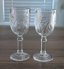 SET OF 2 Jeanette Iris & Herringbone Wine  Cordial Glasses  5.75"🍷NICE