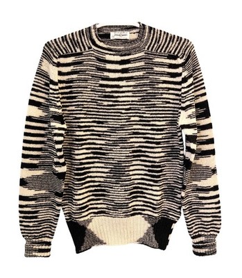 Vintage 60s Robert Bruce Wool-O-Mist Optical Stripe Sweater USA Large Mod Art