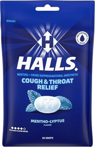 Lot 10 HALLS Cough & Throat Relief Drops Mentho-Lyptus Flavor Cools Nasal Pass