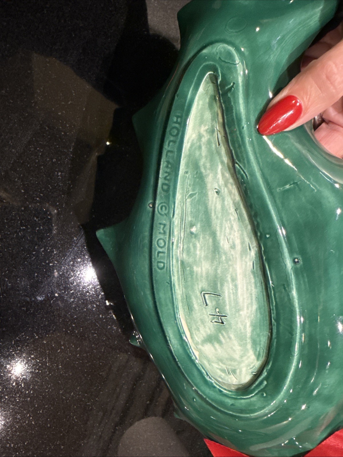 Holland Mold Christmas Holly Leaf 1960's Candy Nut Dish Green Nice Condition