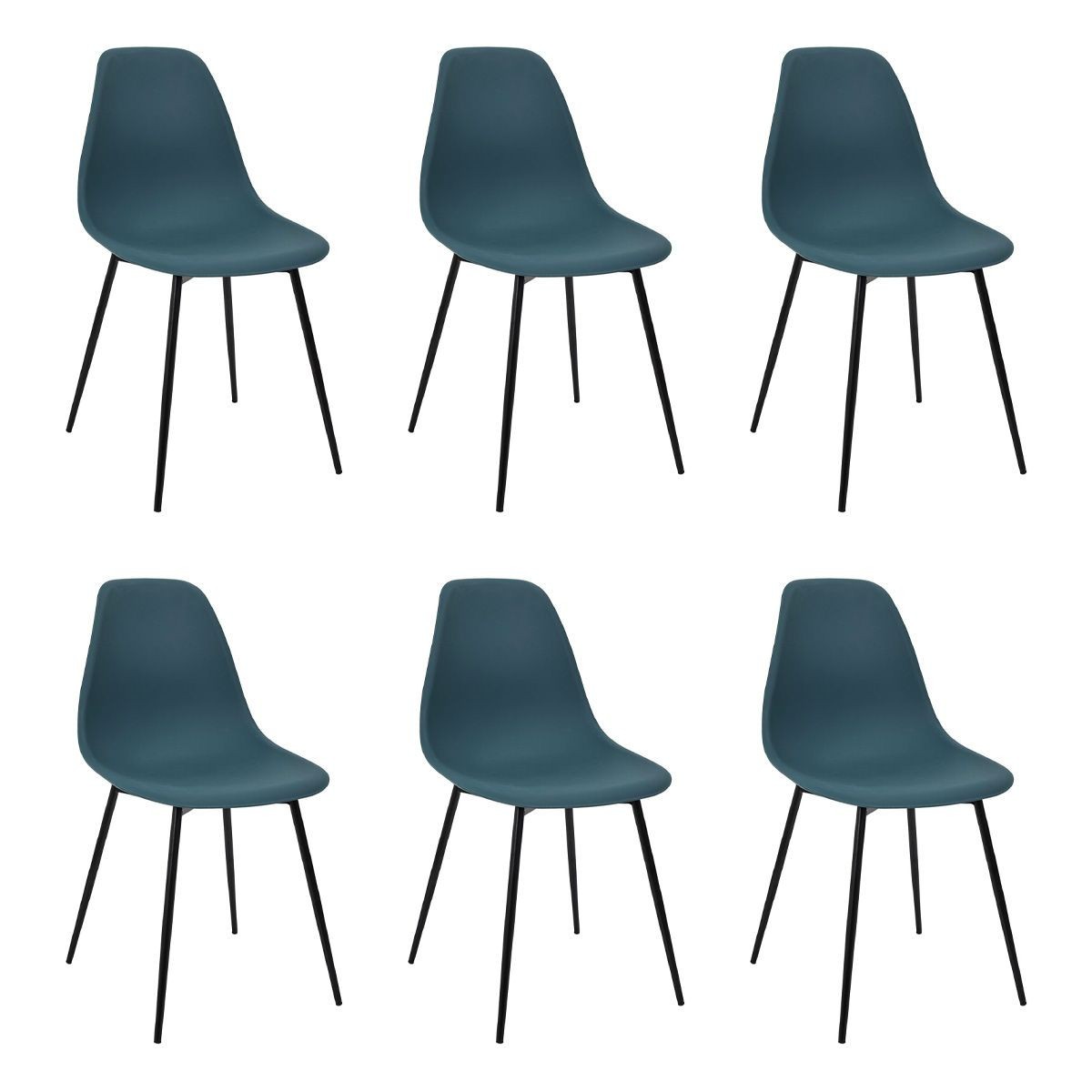 Chaises bleu Gustav lot de 6 assises de salle à manger modernes de 87 cm de hauteur