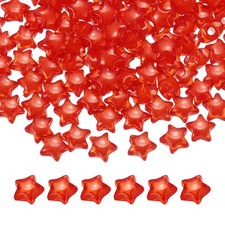 250pcs Acrylic Star Beads, 11mm Star-Shaped Pony Loose Spacer Beads, Red
