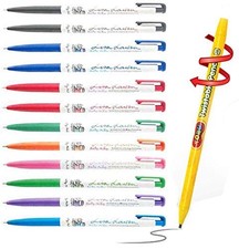 12 PCS Slim Ball Point Pens 0.38mm 9 Color Mix With Twistable Pencil Supply
