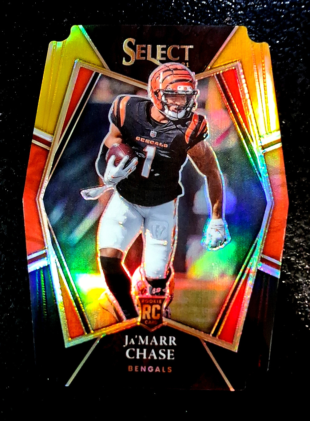 JaMarr Chase Panini Select #147 Black/Gold Die Cut