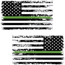 Stickios Tattered Thin Green Line Army Decals 2-Pack - Made in USA
