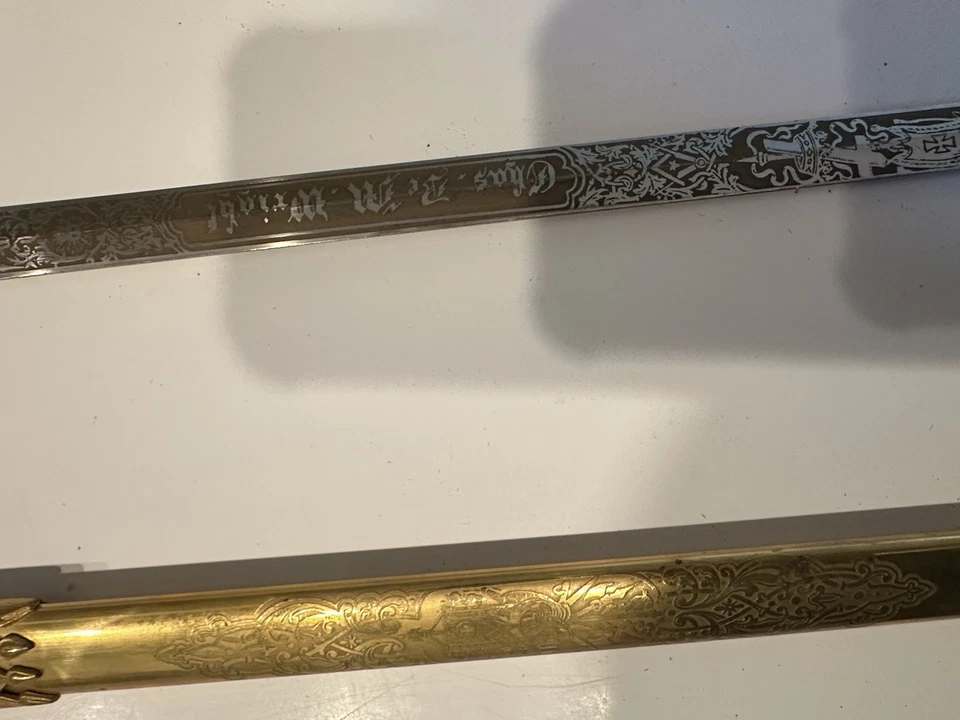 Rare Vtg. Masonic Ceremonial Sword "THE M.C. LILLEY & CO." Chas. Be M Wright - Image 4 of 4