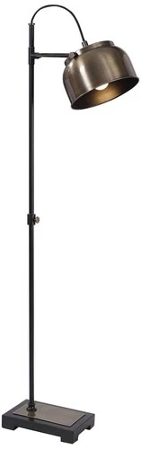 Industrial Arc Floor Lamp 62" Tall Brass Black Dome Shade Living Room Reading - Picture 2 of 5