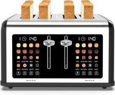 4 Slice Toaster Touch Screen, Stainless Steel Toasters Digital Timer, Dual Contr