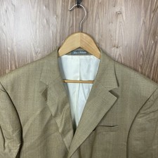 Oscar De La Renta Sport Coat Mens 46XL Beige Herringbone Windowpane Silk Wool