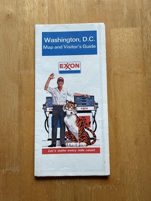 Vintage Exxon Washington DC City Map Visitor Guide Travel Folded Brochure USA