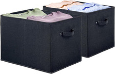 Collapsible Fabric Storage Bins with Handles, 15x13 Inch, 2 Pack, Black