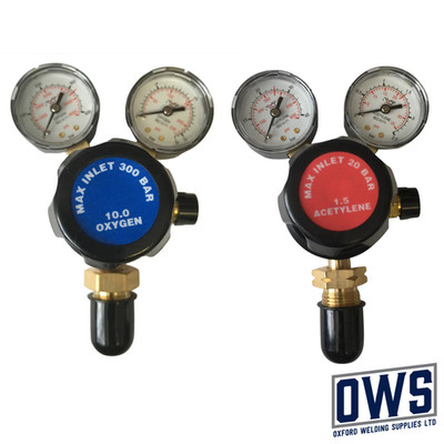 Paar Sauerstoff und Acetylen einstufig 2 Manometer Regler für Gasflaschen 