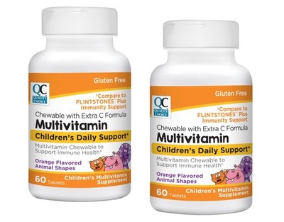 Quality Choice Children Chewable Multivitamins with Extra C, 60 Ct. - Pack of 2