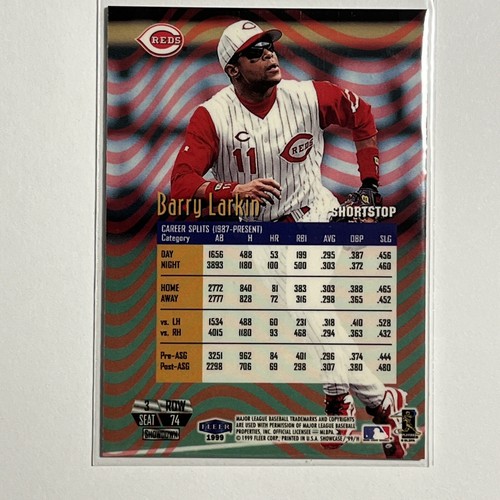 1999 Flair Showcase Row 3 #74 Barry Larkin Cincinnati Reds - Picture 2 of 2