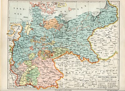 Geographische alte Deutschlandkarte Plakat A3 Druck Bildung Unterricht Schule