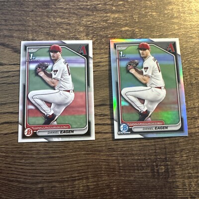 Daniel Eagen 2024 Bowman Draft Base/Chrome Refractor-1st Diamondbacks 2-Card Lot