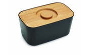Joseph Joseph Melamine Base Wooden Lid Bread Bin, Black, 35x21x19cm Joseph Joseph Melamine Base Wooden Lid Bread Bin, Black, 35x21x19cm