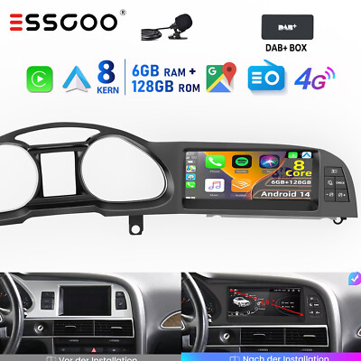 Für Audi A6 C6 4F MMI 2G 2005-2009 8.8'' Android 14 Autoradio Carplay DAB 6+128GB