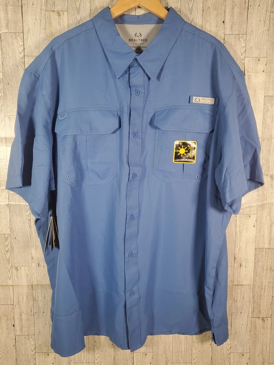 Chemise De Pêche Realtree Homme – Bleu Clair, Manches Courtes, Taille XL, état Parfait