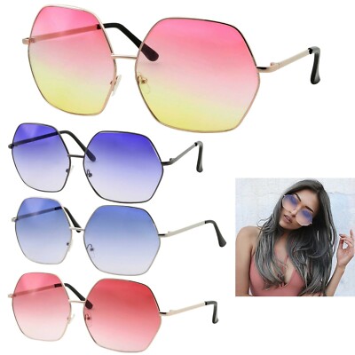 Oversized Hexagonal Retro Sunglasses UV400 Polycarbonate Vintage 35B89B66-2E80-4167-B31E-  main image 2